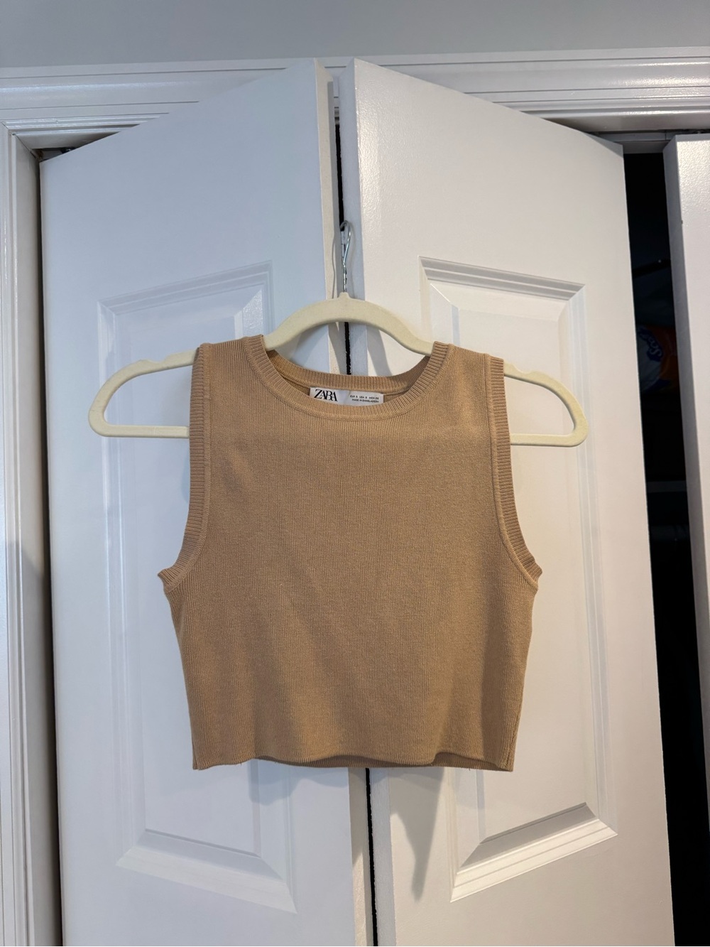 Zara Camel Knit Cropped Tank